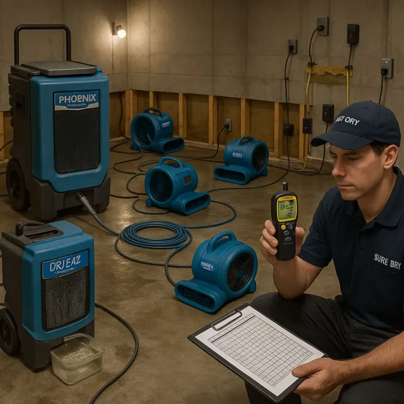 Structural Drying and Dehumidification process in Uxbridge, MA